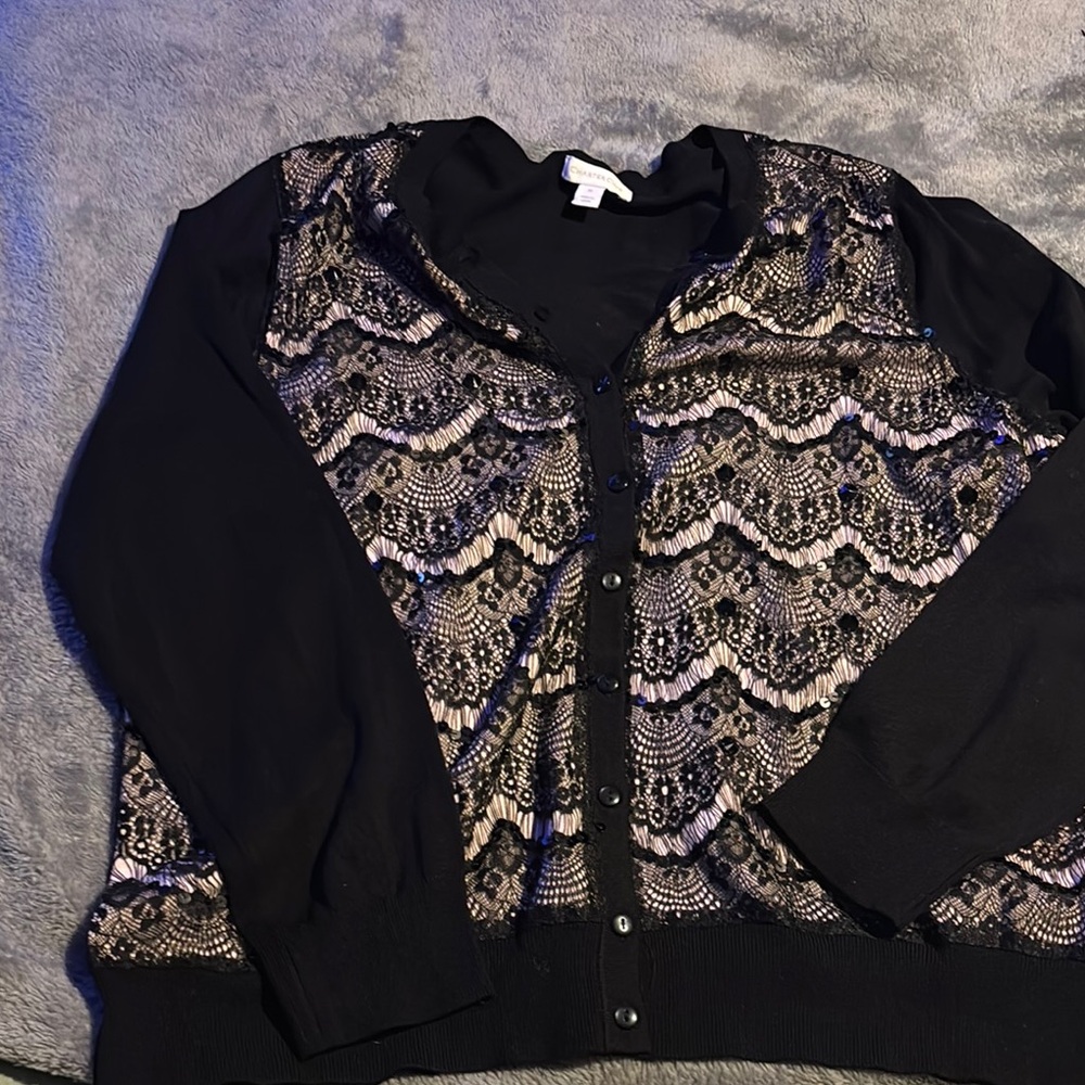 Charter Club Black and Cream Button Down Shirt